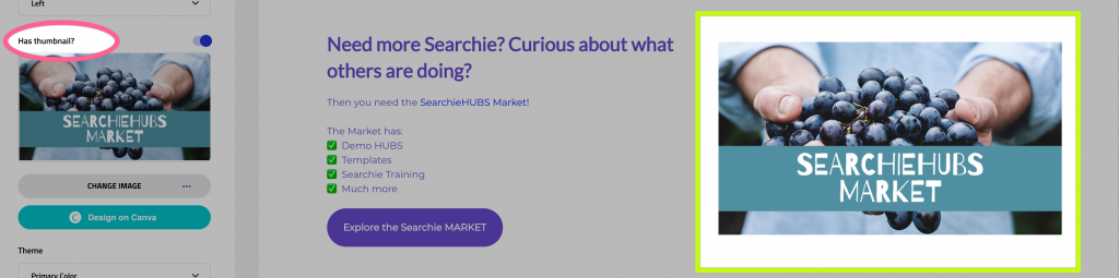 SearchieHUB Call to Action section with a Thumbnail