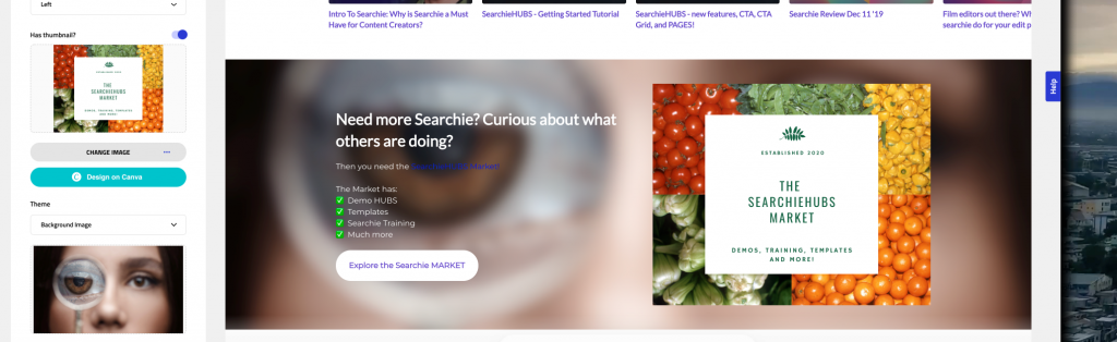 SearchieHUB with CTA thumbnail and background image